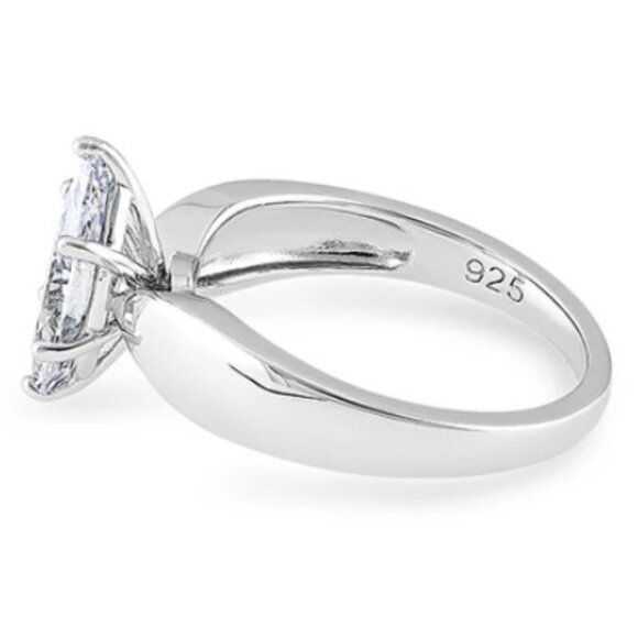 925 STERLING SILVER Marquise Cut Solitaire Ring Clear Cubic Zirconia - Picture 16 of 16